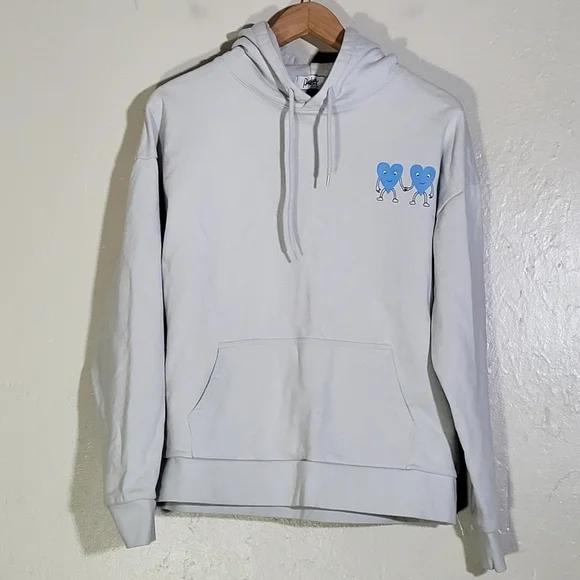 Oversized White Hoodie with Blue Graphic Text - Picture 3 of 9